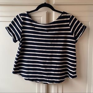 Zara Lace Back Flare Boat Neck Cotton Stretch Top